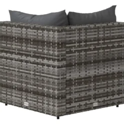 vidaXL - Tuinhoekbank - Grijs - Poly rattan - Met kussens