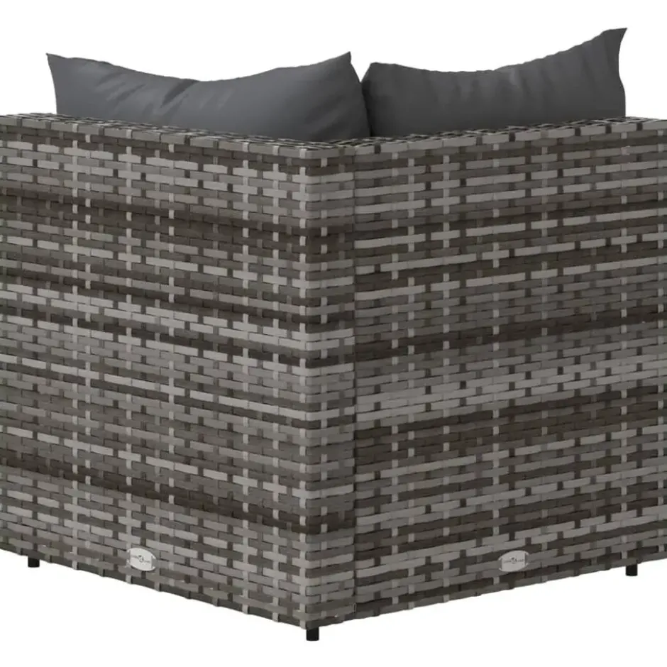 vidaXL - Tuinhoekbank - Grijs - Poly rattan - Met kussens
