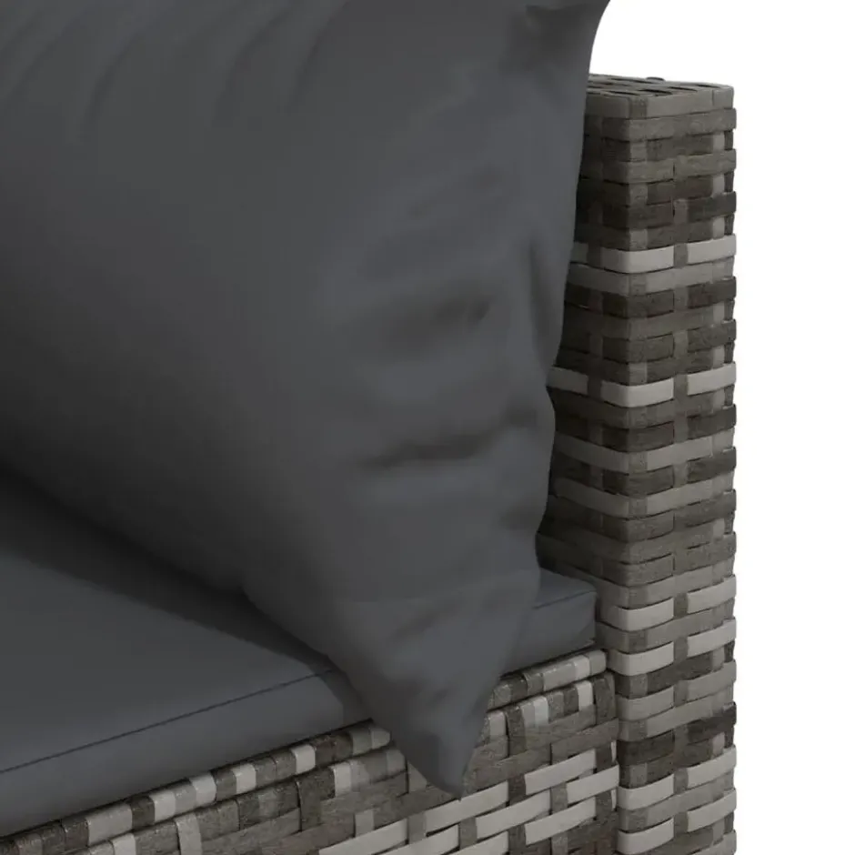 vidaXL - Tuinhoekbank - Grijs - Poly rattan - Met kussens
