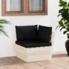 vidaXL - Tuinhoekbank - Zwart - Hout - Met kussens pallet