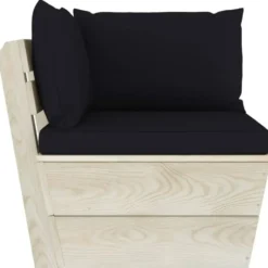 vidaXL - Tuinhoekbank - Zwart - Hout - Met kussens pallet