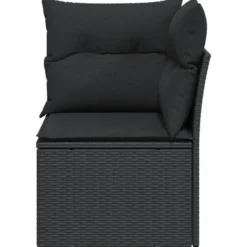 vidaXL - Tuinhoekbank - Zwart - Poly rattan - Met kussens