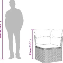 vidaXL - Tuinhoekbank - Zwart - Poly rattan - Met kussens