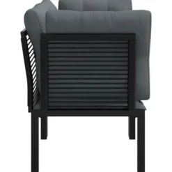 vidaXL - Tuinhoekstoelen - Zwart en grijs - Poly rattan - 2 stuks - Met kussens