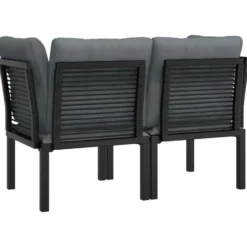 vidaXL - Tuinhoekstoelen - Zwart en grijs - Poly rattan - 2 stuks - Met kussens