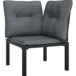 vidaXL - Tuinhoekstoelen - Zwart en grijs - Poly rattan - 2 stuks - Met kussens