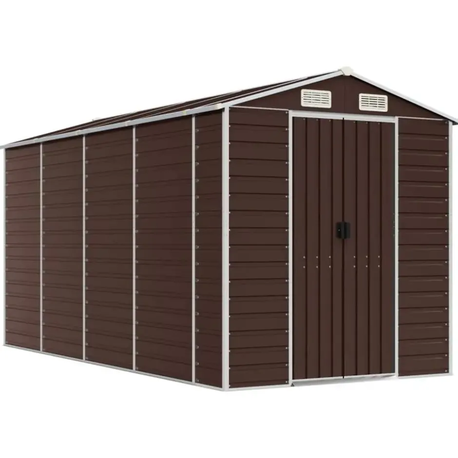 vidaXL - Tuinhuis Bruin 191x385x198 cm Gegalvaniseerd Staal