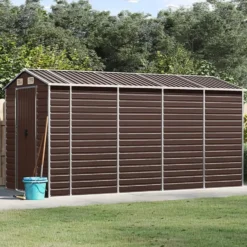 vidaXL - Tuinhuis Bruin 191x385x198 cm Gegalvaniseerd Staal