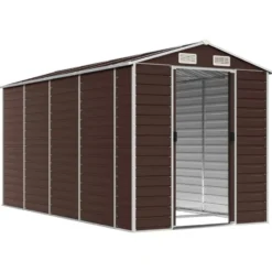 vidaXL - Tuinhuis Bruin 191x385x198 cm Gegalvaniseerd Staal