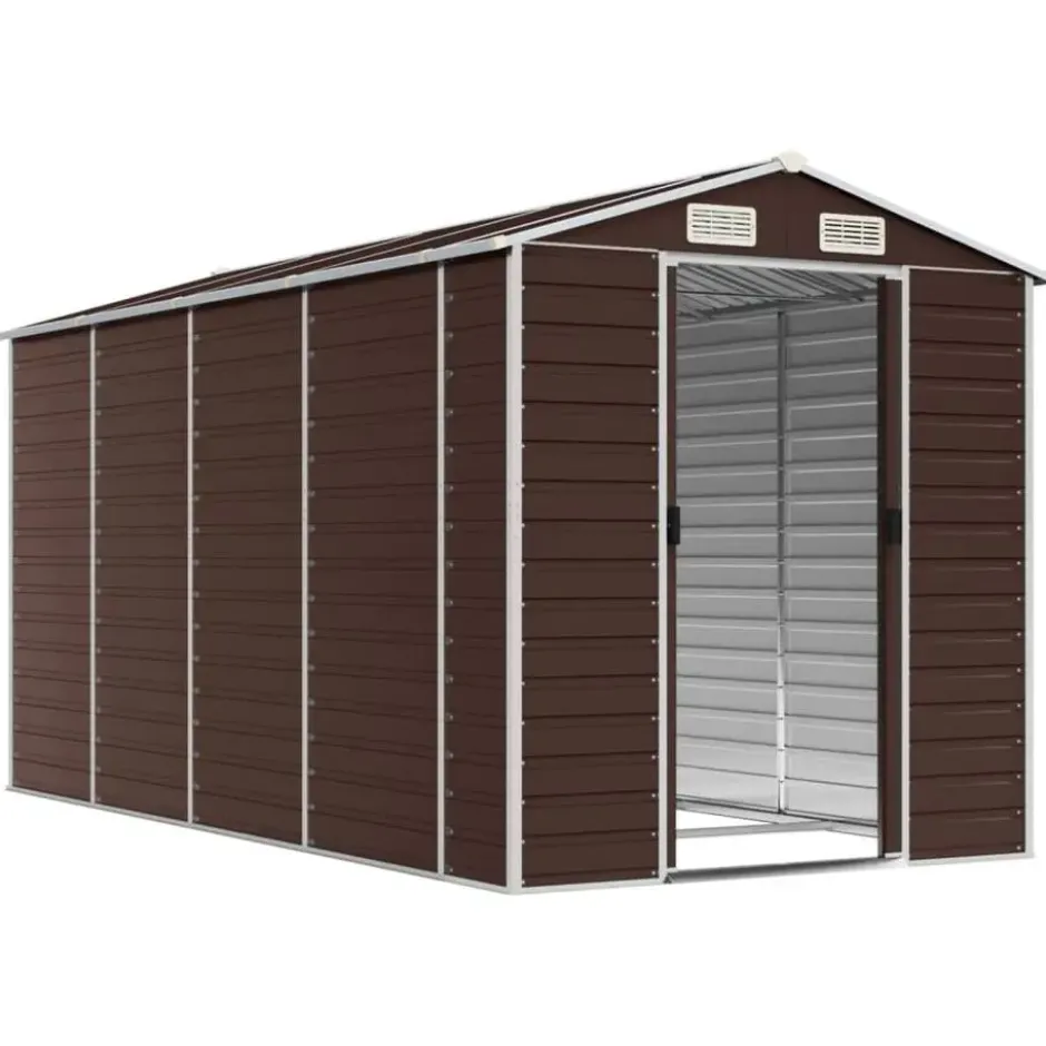 vidaXL - Tuinhuis Bruin 191x385x198 cm Gegalvaniseerd Staal