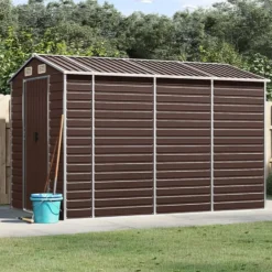 vidaXL - Tuinhuis Bruin 191x300x198 cm Gegalvaniseerd Staal