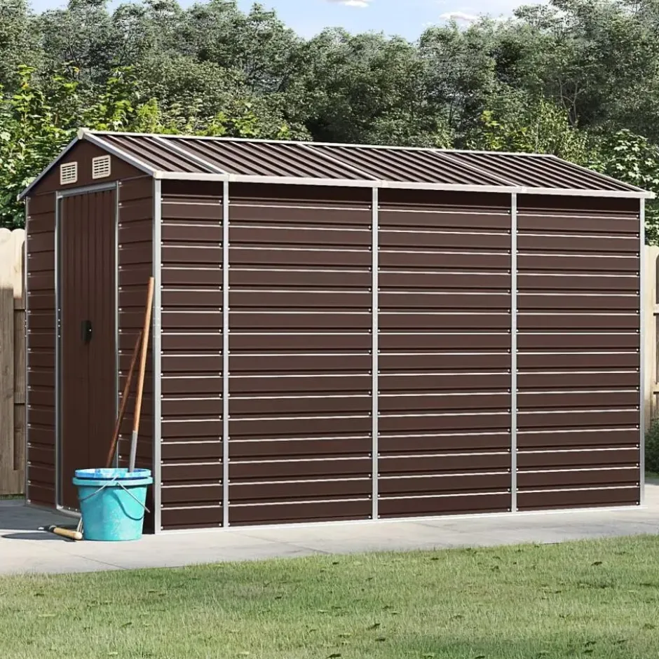 vidaXL - Tuinhuis Bruin 191x300x198 cm Gegalvaniseerd Staal