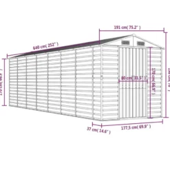 vidaXL - Tuinhuis Bruin 191x640x198 cm Gegalvaniseerd Staal