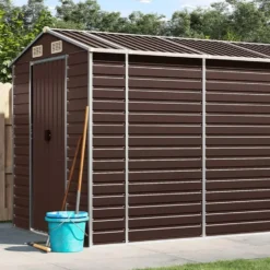 vidaXL - Tuinhuis Bruin 191x470x198 cm Gegalvaniseerd Staal