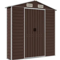 vidaXL - Tuinhuis Bruin 191x470x198 cm Gegalvaniseerd Staal