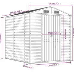 vidaXL - Tuinhuis Bruin 191x215x198 cm Gegalvaniseerd Staal