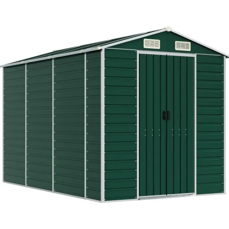 vidaXL - Tuinhuis Groen 191x300x198 cm Gegalvaniseerd Staal
