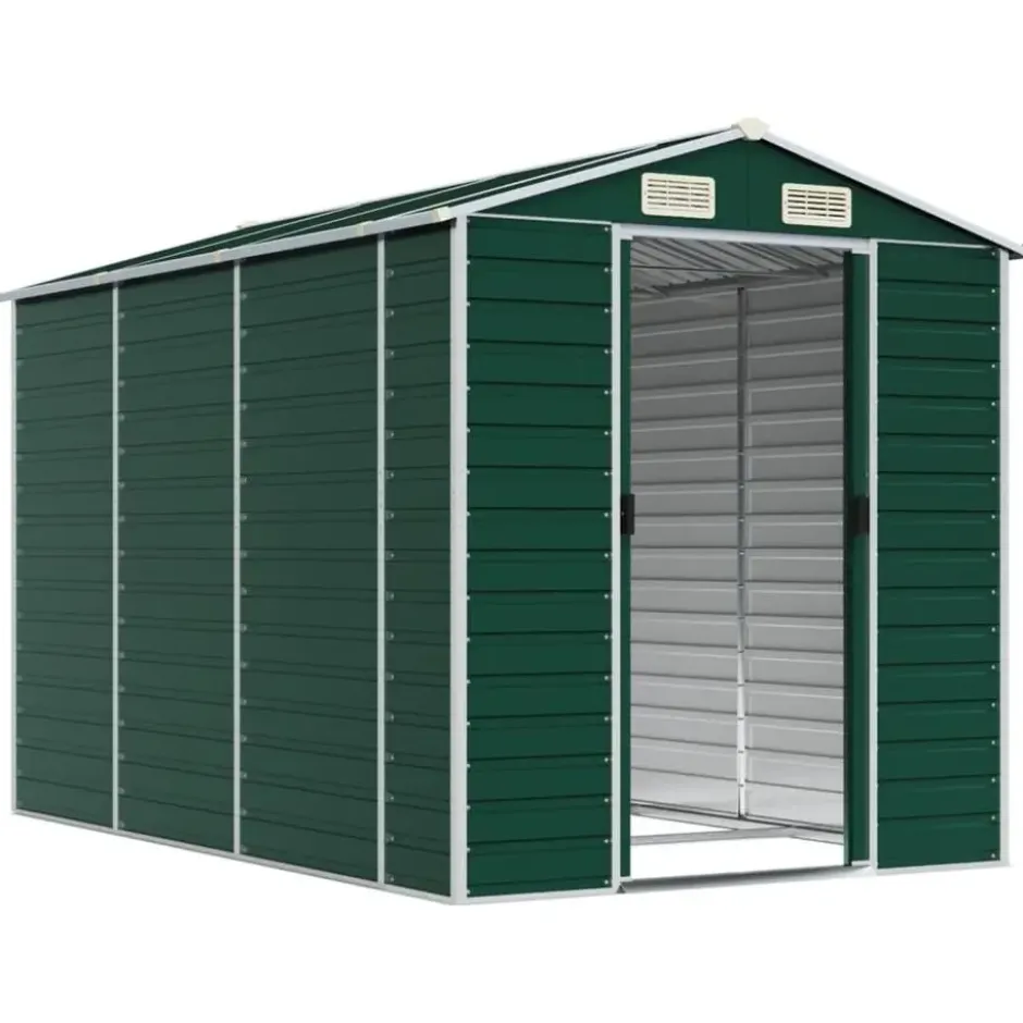 vidaXL - Tuinhuis Groen 191x300x198 cm Gegalvaniseerd Staal