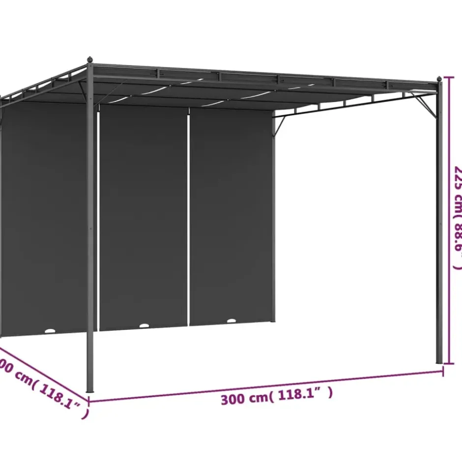 vidaXL - Tuinhuisje - Antraciet - Stof - 3 x 3 x 2.25 m