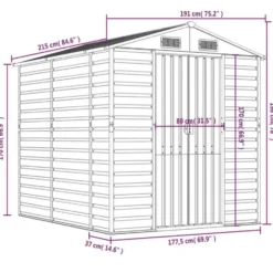 vidaXL - Tuinhuis Lichtbruin 191x215x198 cm Gegalvaniseerd staal