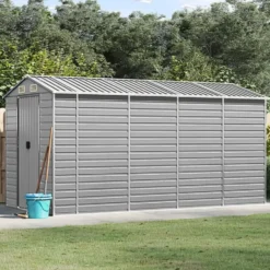 vidaXL - Tuinhuis Lichtgrijs 191x385x198 cm Gegalvaniseerd Staal
