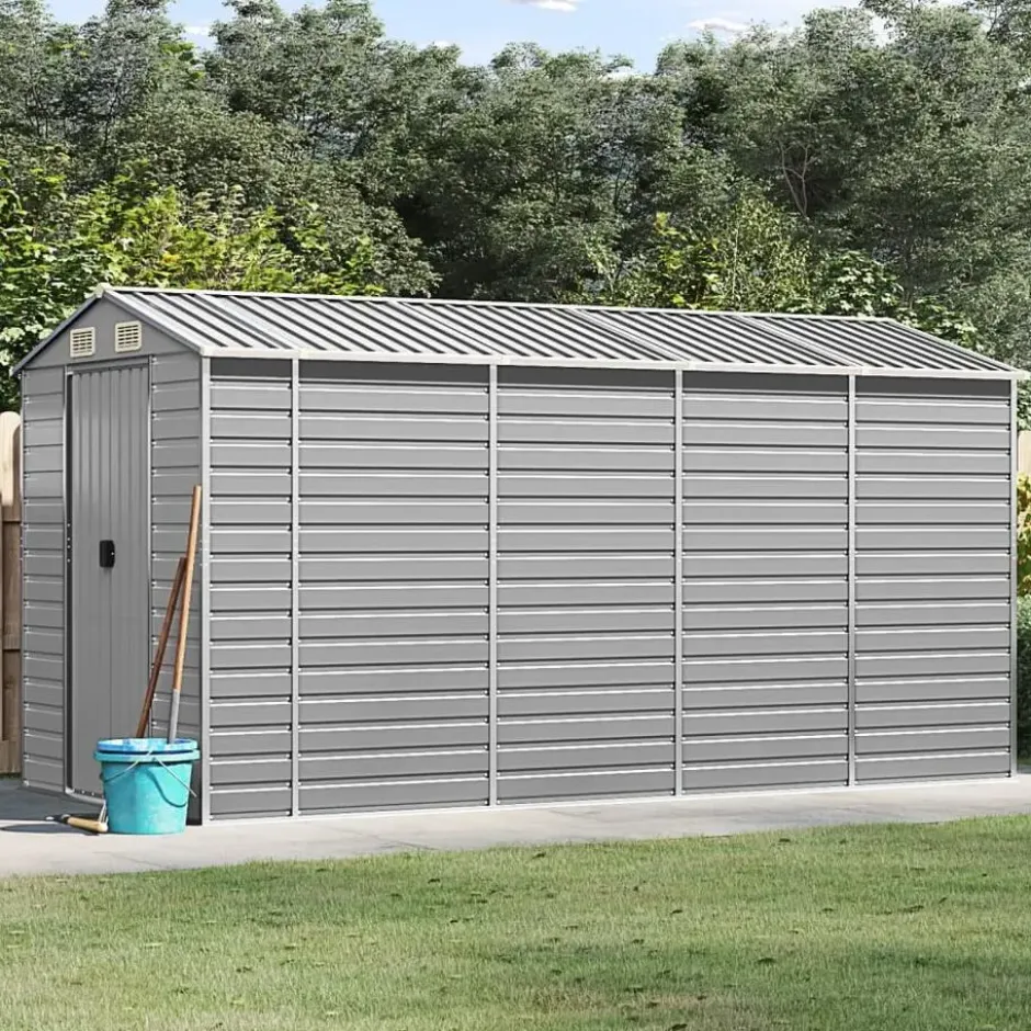 vidaXL - Tuinhuis Lichtgrijs 191x385x198 cm Gegalvaniseerd Staal