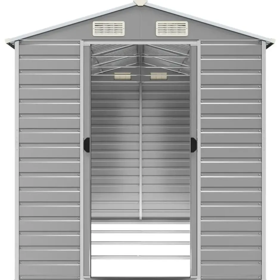 vidaXL - Tuinhuis Lichtgrijs 191x385x198 cm Gegalvaniseerd Staal