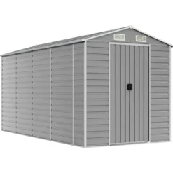 vidaXL - Tuinhuis Lichtgrijs 191x385x198 cm Gegalvaniseerd Staal