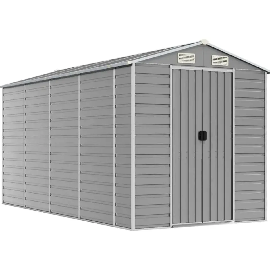 vidaXL - Tuinhuis Lichtgrijs 191x385x198 cm Gegalvaniseerd Staal