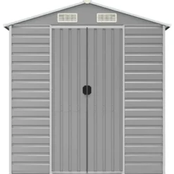 vidaXL - Tuinhuis Lichtgrijs 191x385x198 cm Gegalvaniseerd Staal