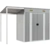 vidaXL - Tuinhuis met verlengd dak lichtgrijs 277x107x181 cm staal