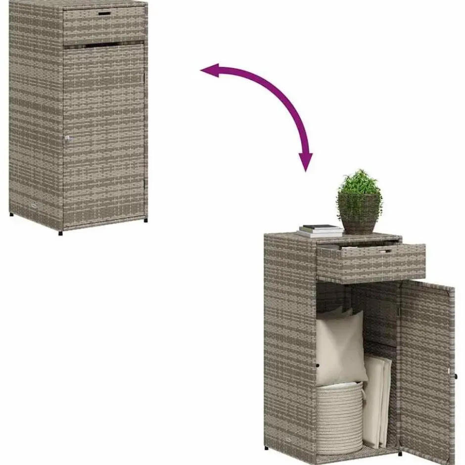 vidaXL - Tuinkast 55x55x111 cm poly rattan grijs tuin kast kastje buiten