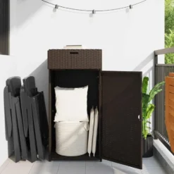 vidaXL - Tuinkast 55x55x111 cm poly rattan bruin tuin kast kastje buiten