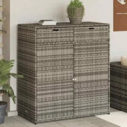 vidaXL - Tuinkast 105x55x113 cm poly rattan grijs tuin kast kastje buiten