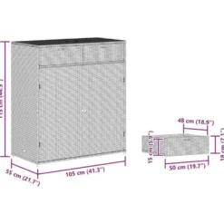 vidaXL - Tuinkast 105x55x113 cm poly rattan grijs tuin kast kastje buiten