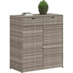 vidaXL - Tuinkast 105x55x113 cm poly rattan grijs tuin kast kastje buiten