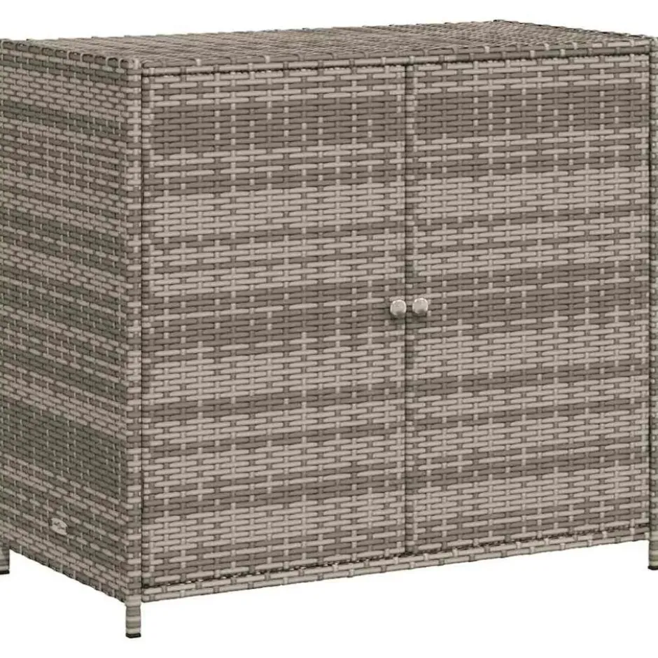 vidaXL - Tuinkast 83x45x76 cm poly rattan grijs tuin kast kastje buiten