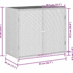 vidaXL - Tuinkast 83x45x76 cm poly rattan grijs tuin kast kastje buiten