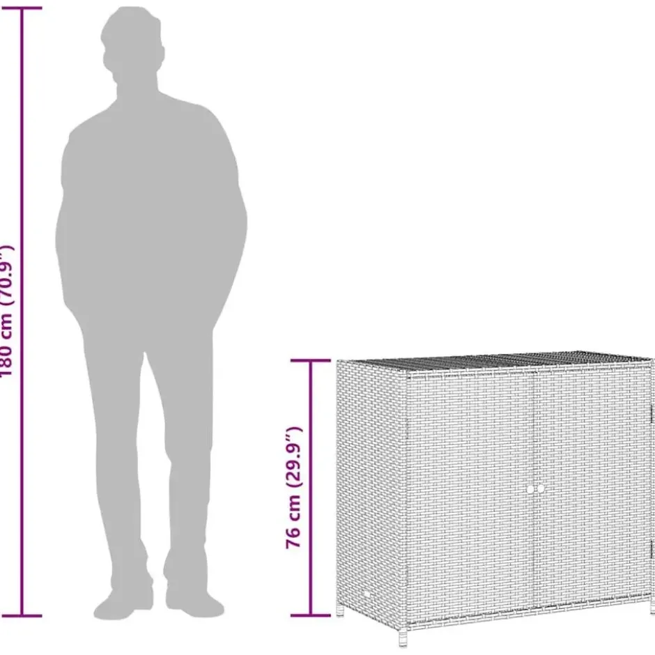 vidaXL - Tuinkast 83x45x76 cm poly rattan grijs tuin kast kastje buiten