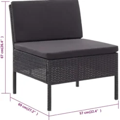 vidaXL - Tuin Loungeset - Zwart - Poly rattan