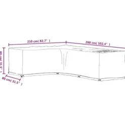 vidaXL - Tuinmeubelhoezen met 16 oogjes L-vormig 210x260x80 cm loungeset hoes