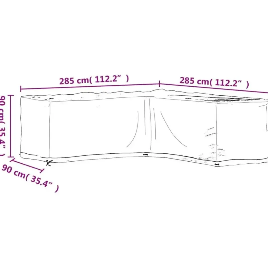 vidaXL - Tuinmeubelhoezen met 16 oogjes L-vormig 285x285x90 cm loungeset hoes