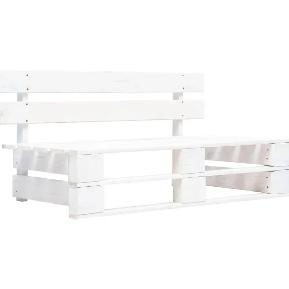 vidaXL - Tuinmiddenbank pallet - Wit - Grenenhout