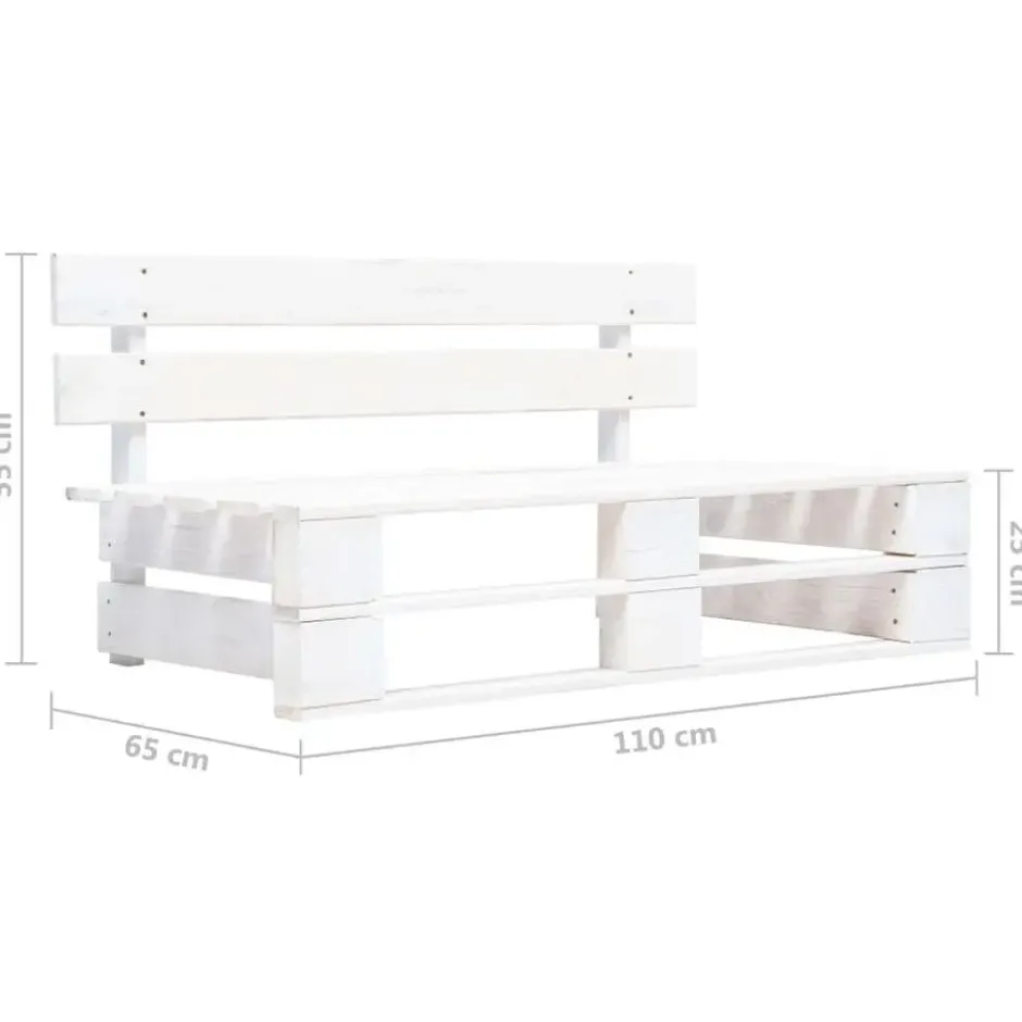 vidaXL - Tuinmiddenbank pallet - Wit - Grenenhout