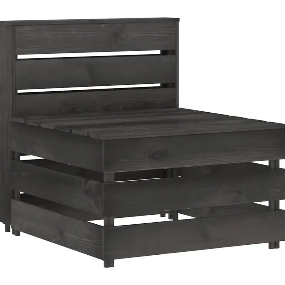 vidaXL - Tuinmiddenbank pallet - Grijs - Geïmpregneerd grenenhout - 60x70x66 cm