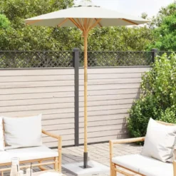 vidaXL - Tuinparasol - Wit - Bamboe