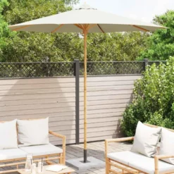 vidaXL - Tuinparasol - Wit - Bamboe