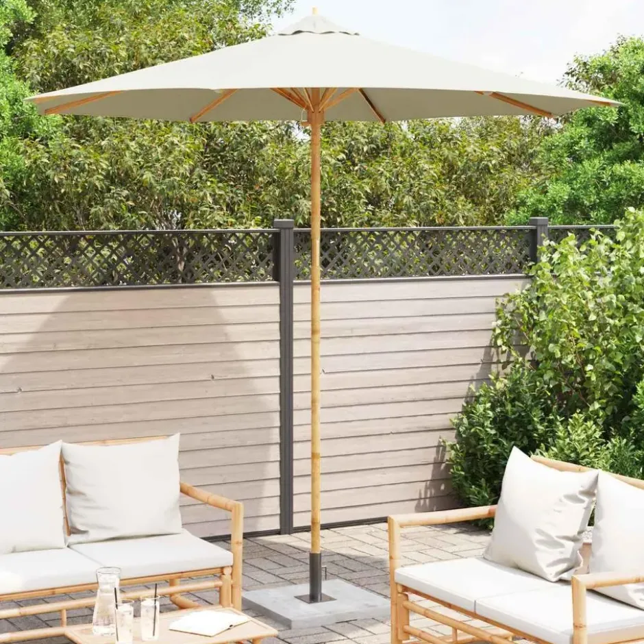 vidaXL - Tuinparasol - Wit - Bamboe
