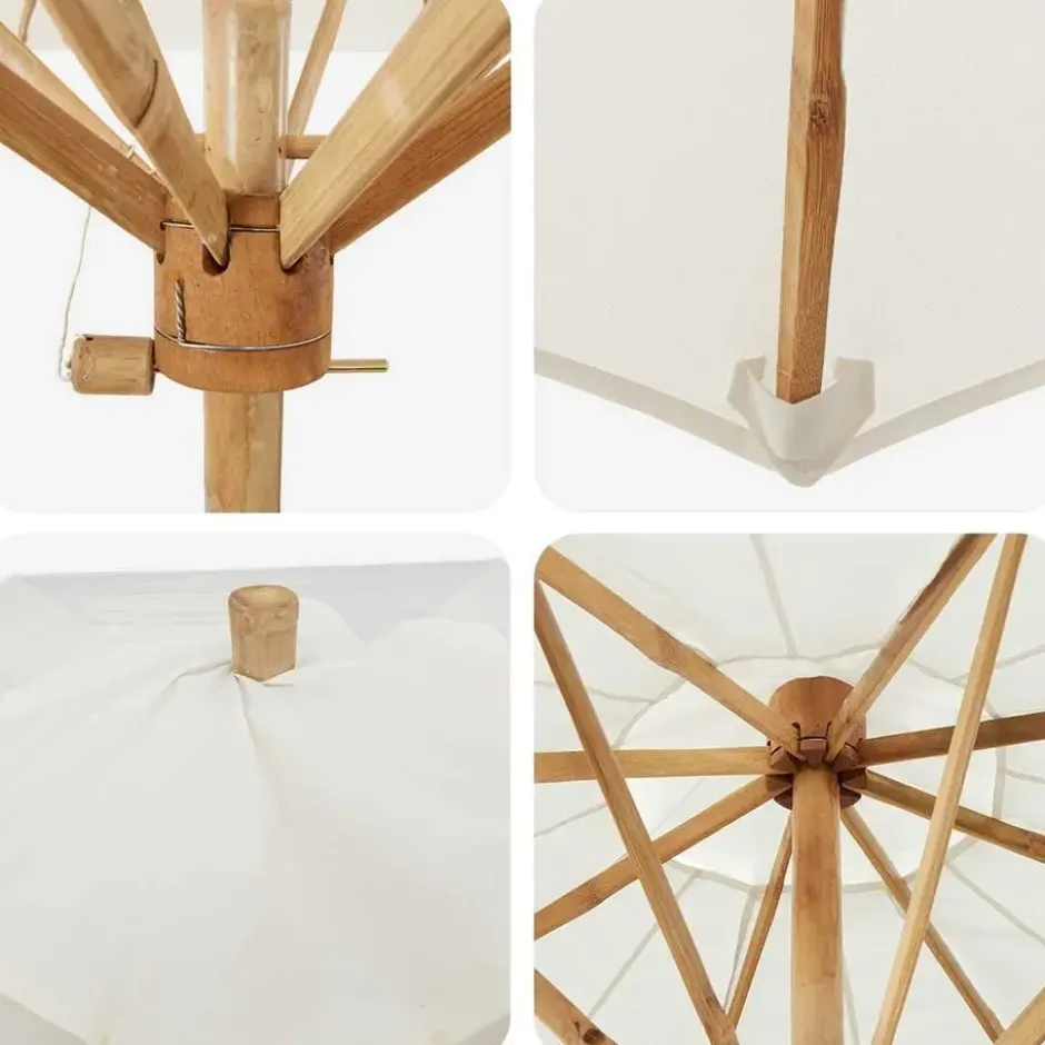 vidaXL - Tuinparasol - Wit - Bamboe
