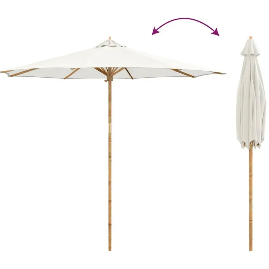 vidaXL - Tuinparasol - Wit - Bamboe